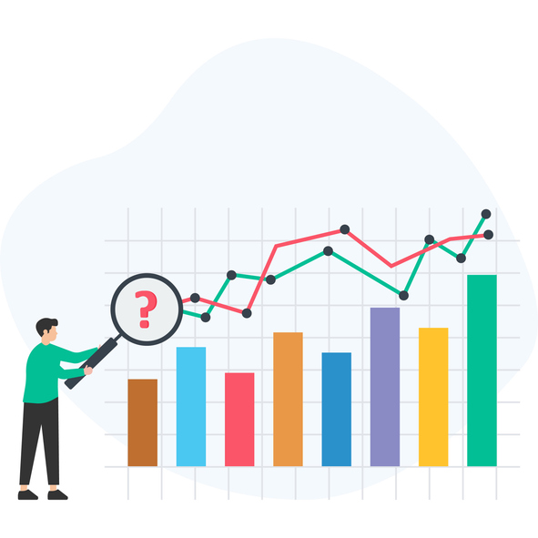 Data analysis concept man analyzing business chart 