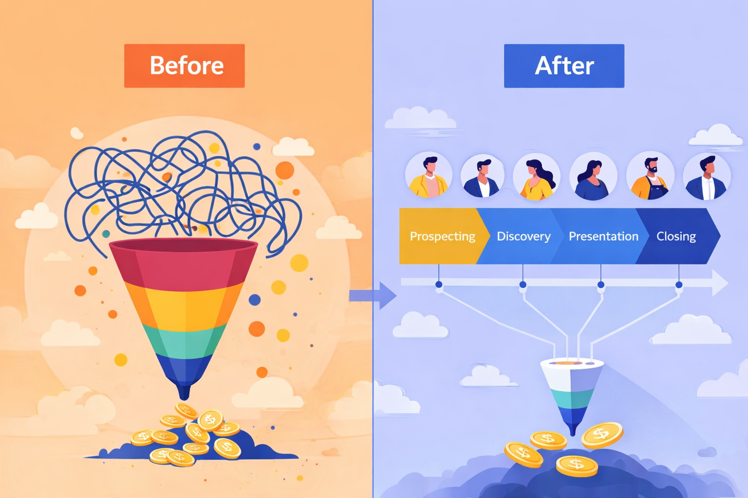 before and after sales pipeline comparison