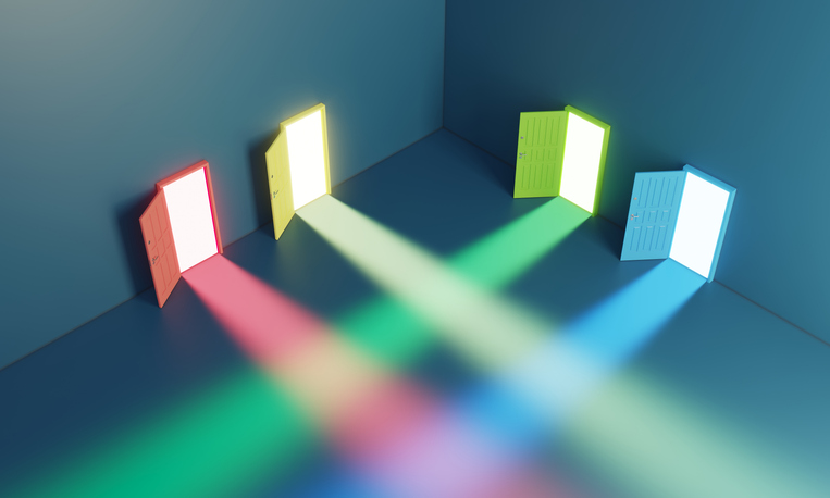 choice concept with multiple open doors
