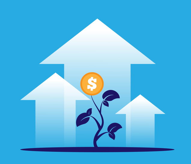 Money Tree with Arrows Up Income and Sales Increase 