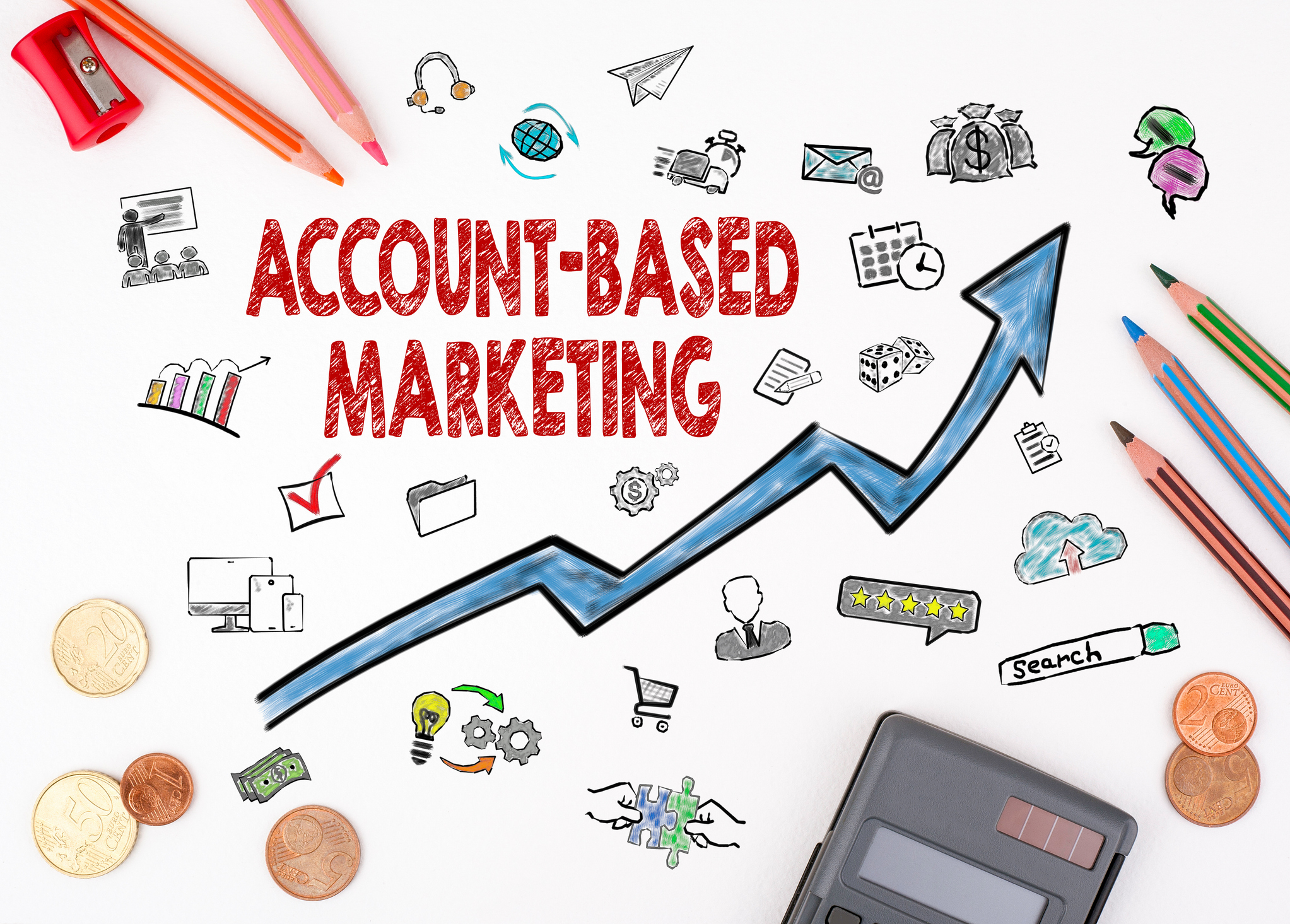 a graphic image showcasing benefits of account-based marketing, an all in one solution for insurance agent digital marketing strategies