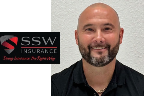 A professional headshot of Daniel White, founder of SSW Insurance Agency, smiling confidently. The SSW Insurance Agency logo is displayed prominently beside him.