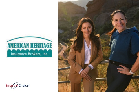 logo and headshot for American Heritage Insurance Brokers, including owner, Tatsiana Tarasava 