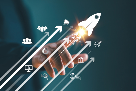 Rocket ship taking flight