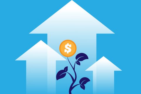 Money Tree with Arrows Up Income and Sales Increase 