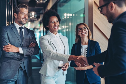 Meeting the new business partner stock photo