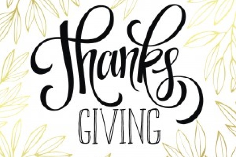 Hand-lettered writing "Thanksgiving"