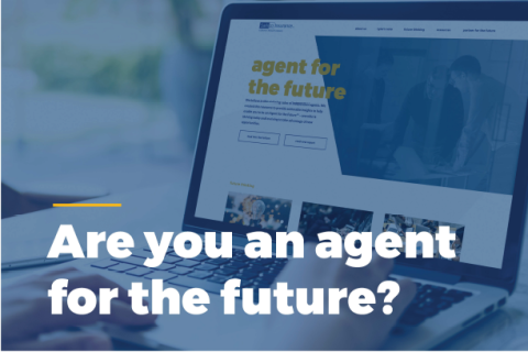 Laptop with an open internet browser on the Agent for the Future site.