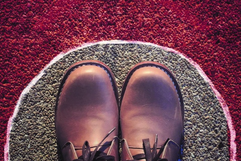 shoes enclosed in circular comfort zone