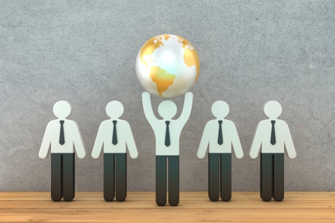 stock photo featuring an independent insurance agency executive raising a world globe overhead, illustrating the potency of growth through five bespoke strategies tailored for the modern marketplace.