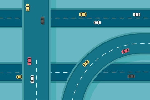graphic of cars on crossing interstates